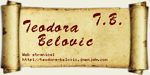 Teodora Belović vizit kartica